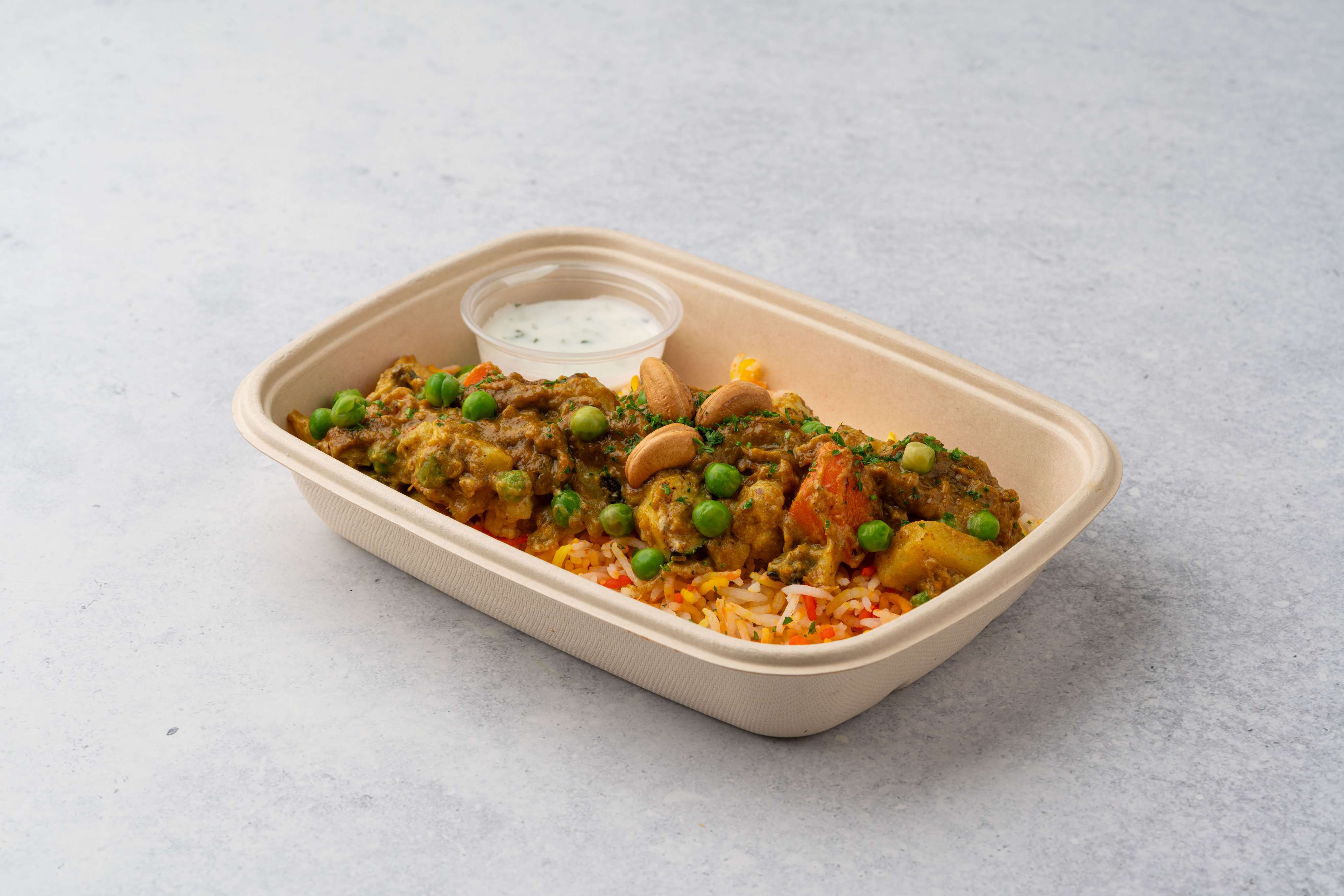Vegetable Biriyani With Yoghurt Sauce